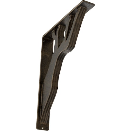 Ekena Millwork Damon Wrought Iron Bracket, (Triple center brace), Antiqued Pale Gold 2"W x 12"D x 15"H BKTM02X12X15TDAAPG